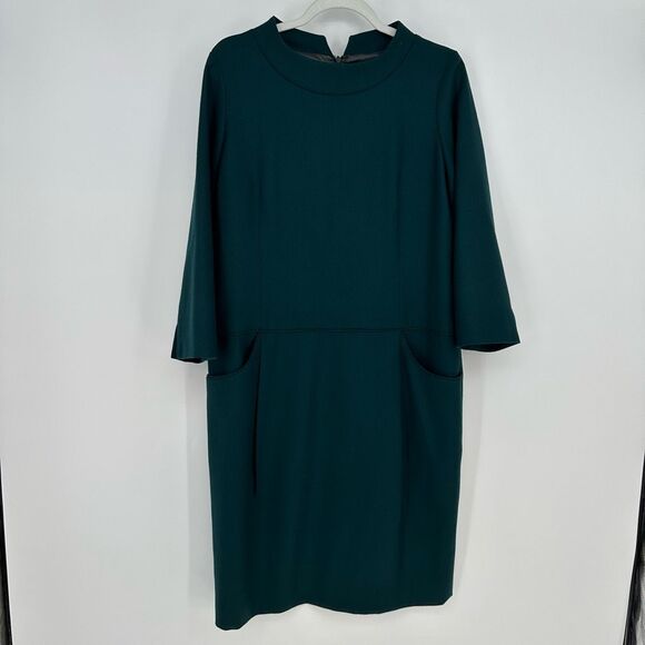 Pendleton Women's Dark Green 💚 Shift Wool Dress Size 12 Below Knee 3/4 Sleeve - Picture 9 of 11